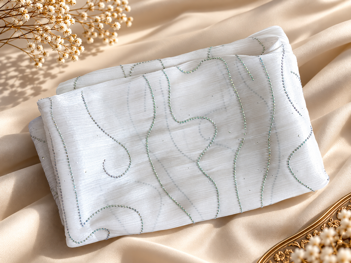 Premium Organza Hijab with DMC Stone Work