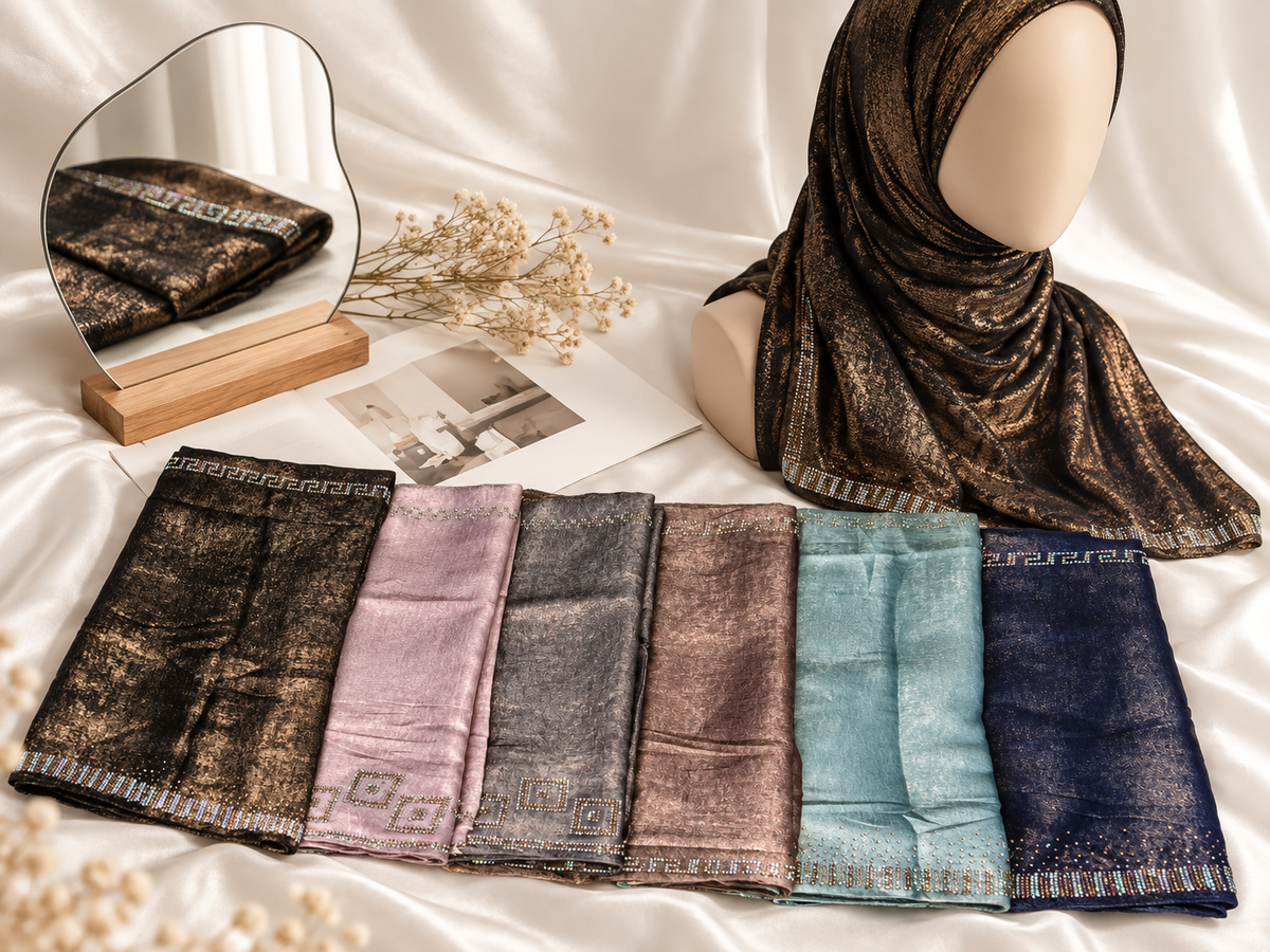Premium Kashka Hijab with DMC Stone Work