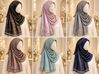 Premium Kashka Hijab with DMC Stone Work