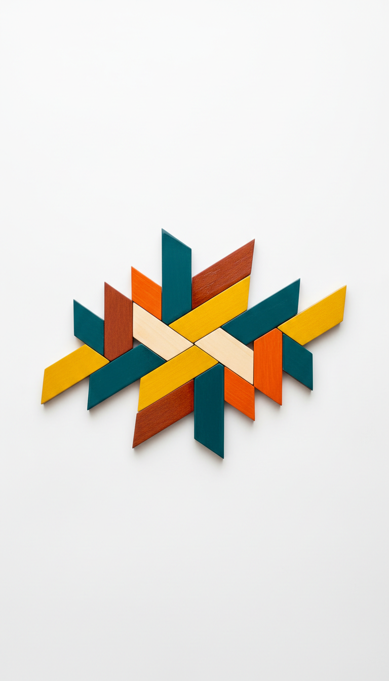 Lacquered Wood Mosaic Wall Art
